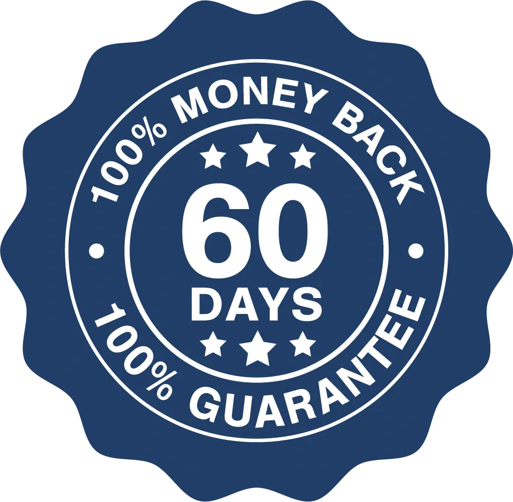 100% money back 60 days guarantee seal